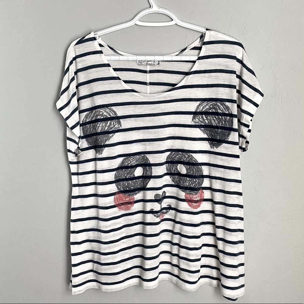 JUST-G Striped Shirt with Panda Print